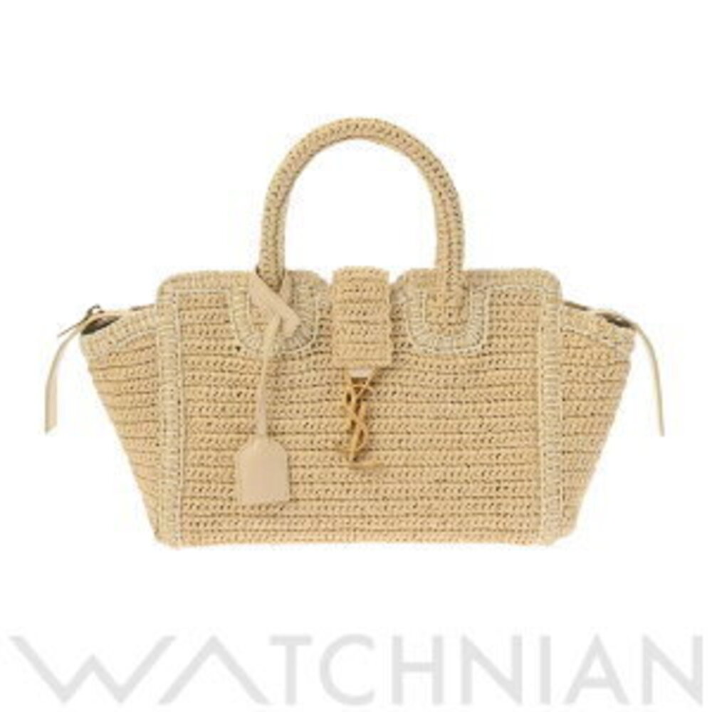 Saint Laurent Downtown Baby Beige Raffia Smooth Calf Handbag